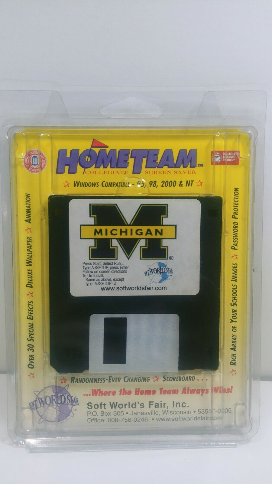 Vintage Home Team Collegiate Screen Saver Floppy Disk - University of Michigan 