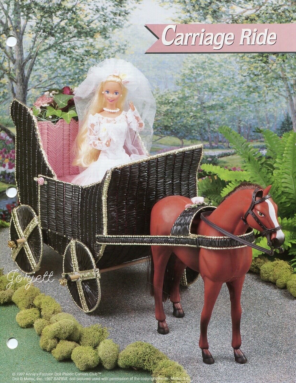 Carriage Ride ~ fits Barbie dolls, Annie\'s plastic canvas pattern leaflet