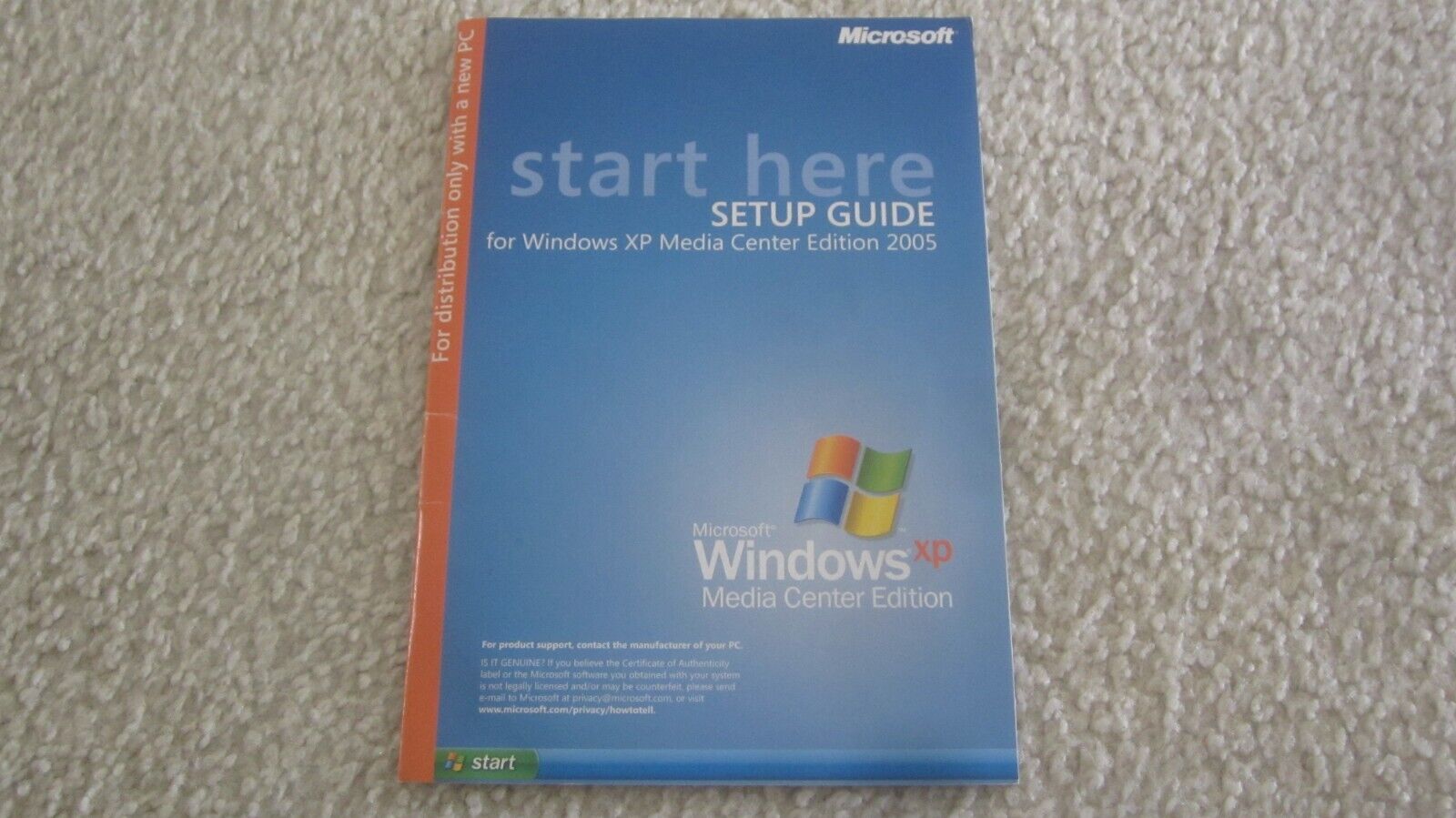 Start Here Setup Guide for Microsoft Windows XP Media Center Edition 2005