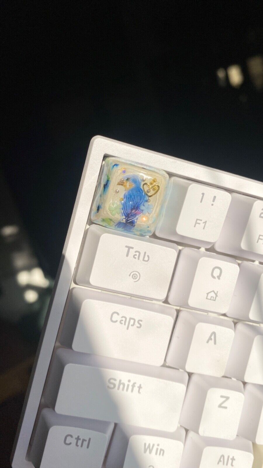 Handmade Resin | Blue Bird |  Flower | Artisan Keycap for Mechanical Keyboards