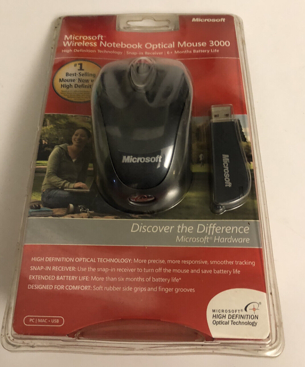 (1) Microsoft Notebook 3000 Wireless Optical Mouse Factory Sealed NEW