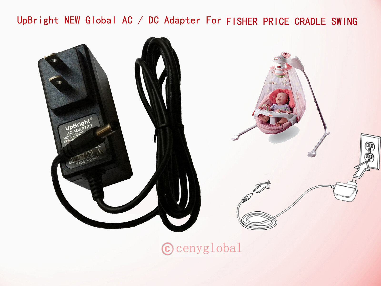 AC Adapter For Fisher-Price Butterfly Garden Papasan Cradle Swing Power Supply