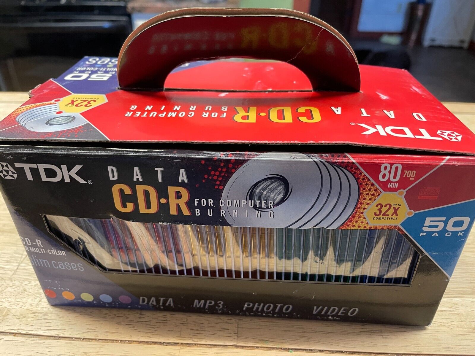 TDK - 50 Pack - Data CD-R 80 Min 700 MB 48X - Multi-Color Slim Cases - Open Box