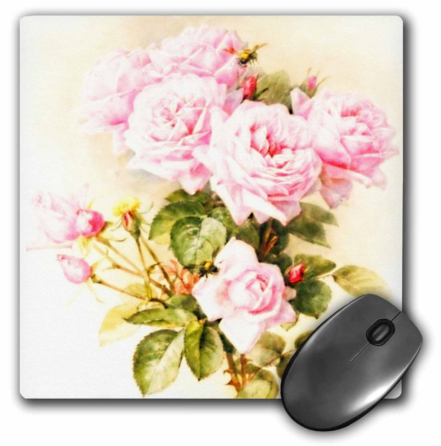 3dRose Paul de Longpre - shabby chic vintage pink roses - sun-faded antique flow