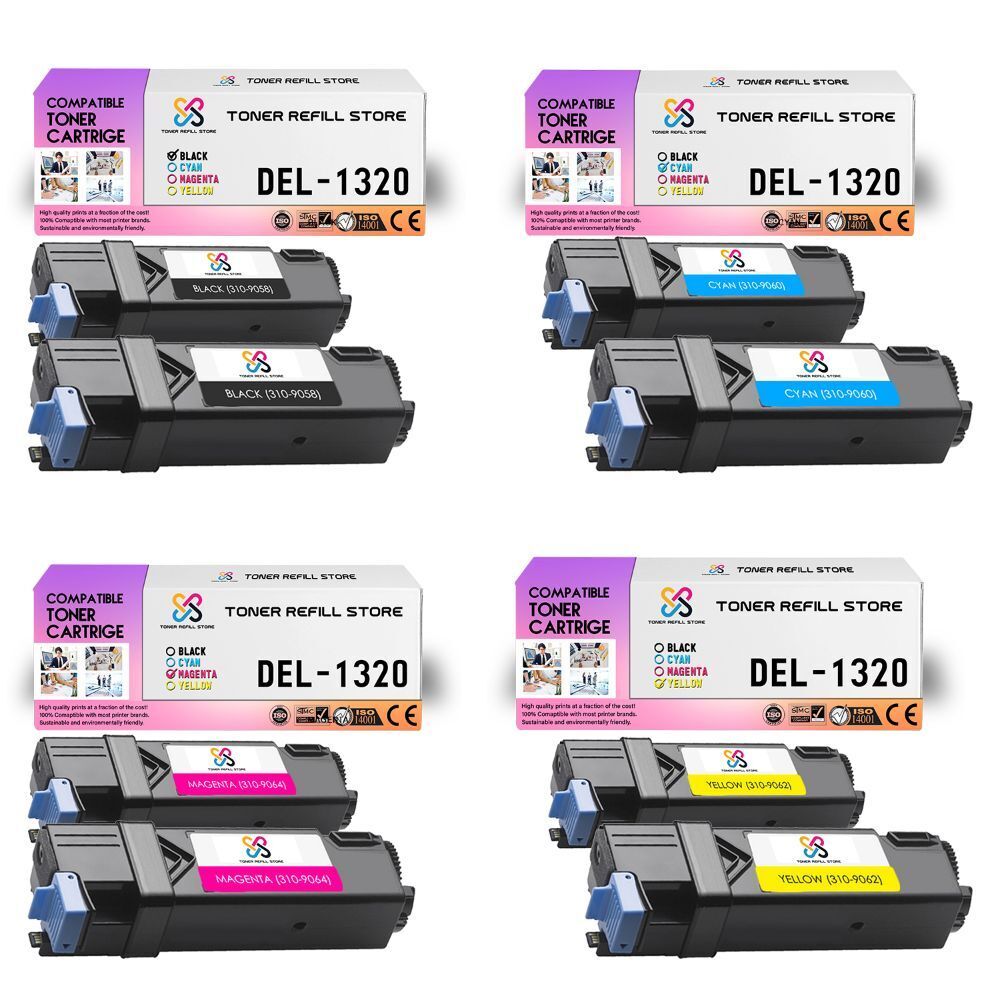 8Pk TRS 1320 BCYM Compatible for Dell 1320 1320C 1320CN Toner Cartridge