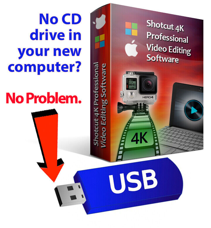 Shotcut Professional HD Video Editing Software Suite-4K Movie-Windows & Mac-USB