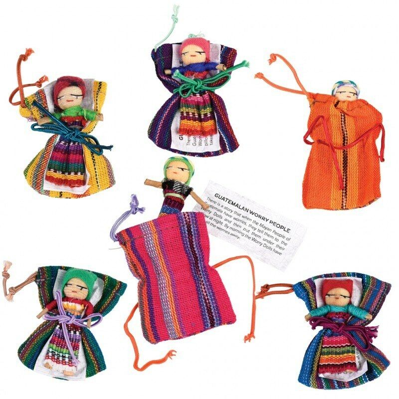 Single Worry Doll Dolls Printed Story Textile Bag Made In Guatemala Fair Trade 