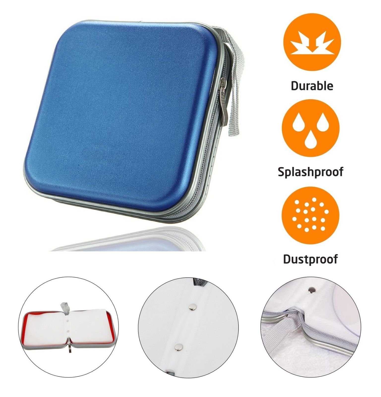 40 CD DVD Carry Case Disc Storage Holder CD Sleeve Wallet Ideal for In Car BLUE