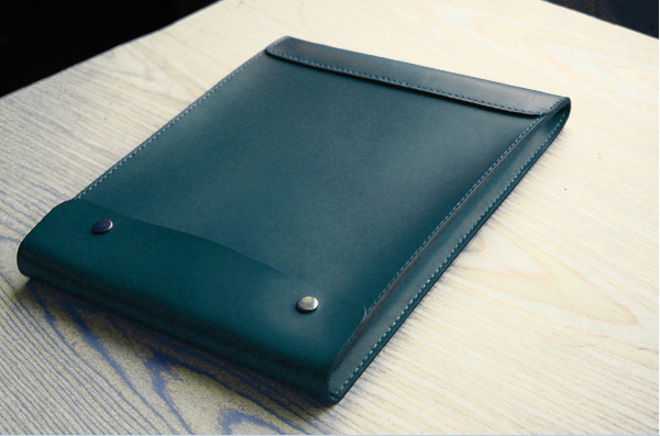 iPad laptop Briefcase file folder pocket cow Leather bag Personalized blue Z920