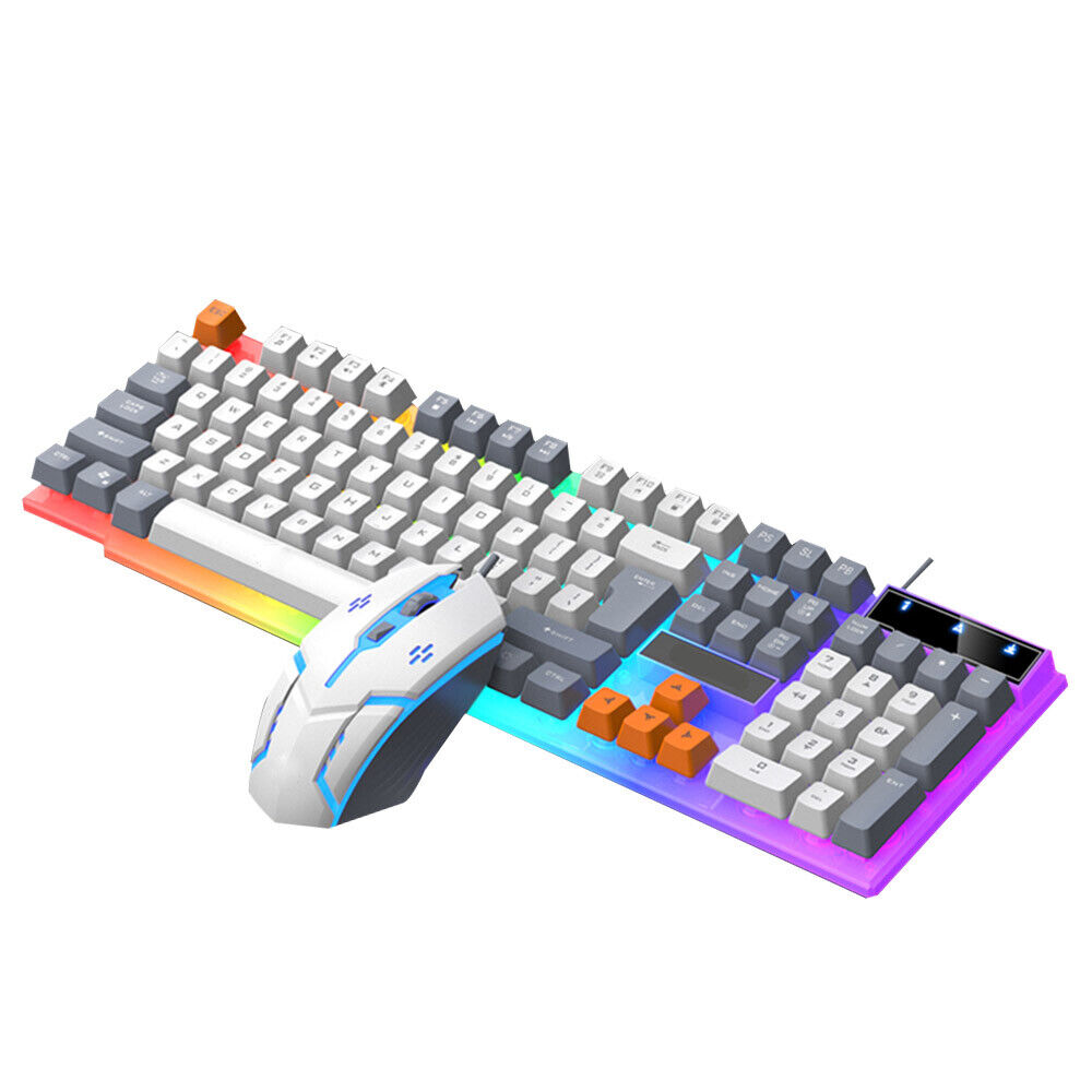 Rainbow LED Gaming Keyboard and Mouse Set Multi-Colored Backlight Mouse