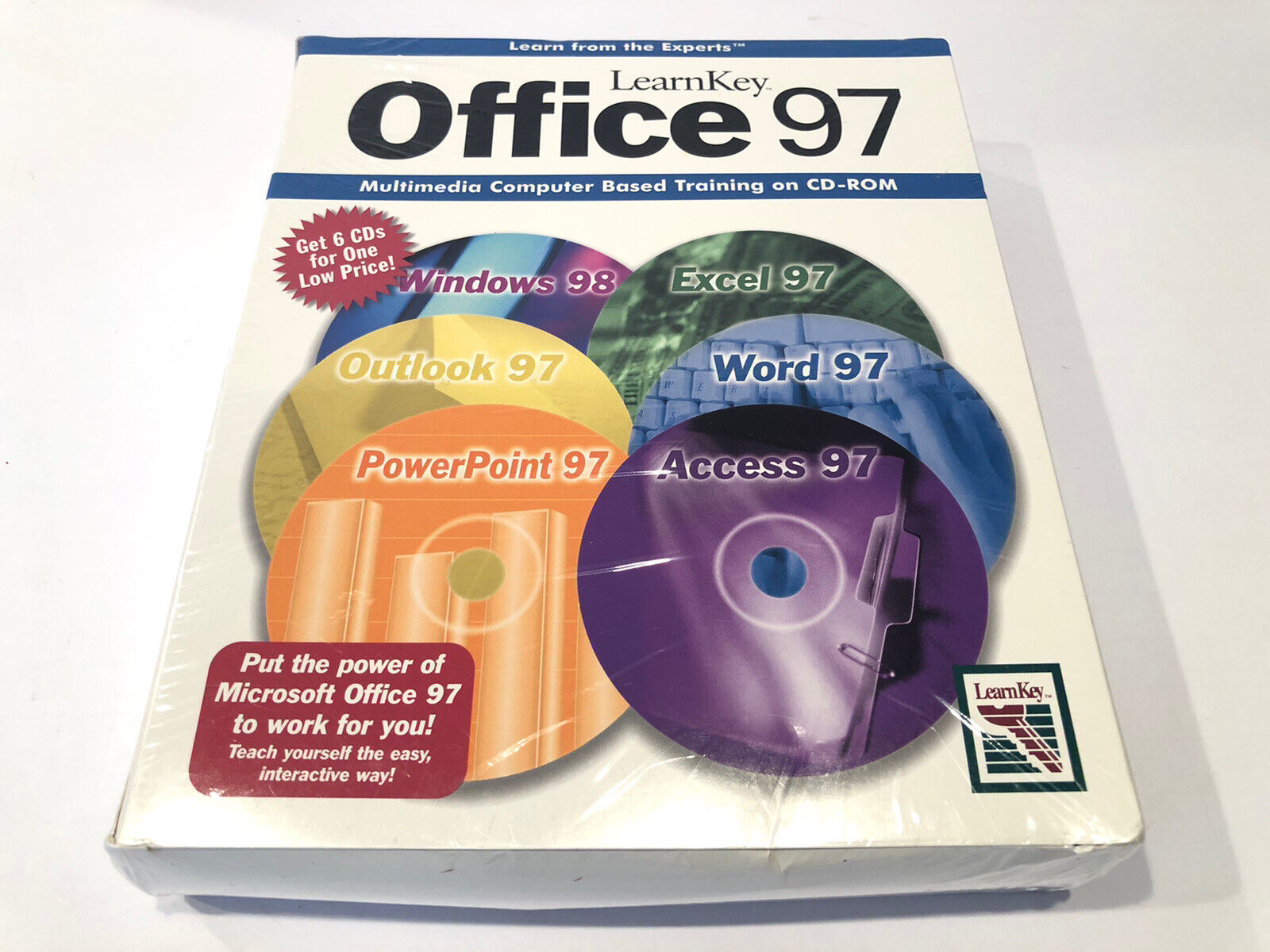 Learn Key Microsoft Office 97 PC Training Software CD ROM Set Windows 98 Sealed