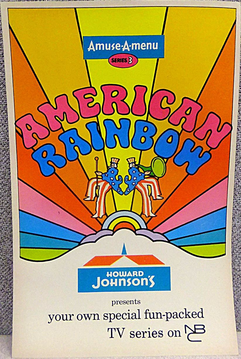 1970 HOWARD JOHNSON GIVEAWAY PROMO AMUSE A MENU SERIES 3 NM AMERICAN RAINBOW NBC