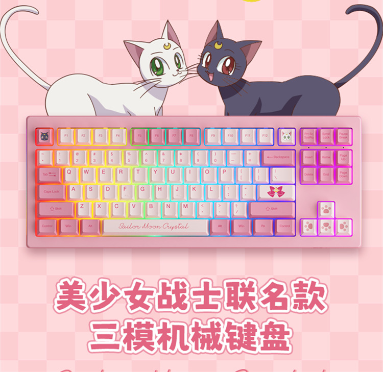 Akko Sailor Moon RGB LED Mechanical Keyboard 87 Keys Wireless Tri-mode Hot Plug 