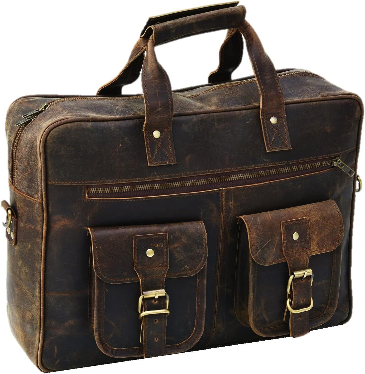 URBAN DEZIRE 16 inch Leather Messenger Laptop Brown Bag for Men Satchel 