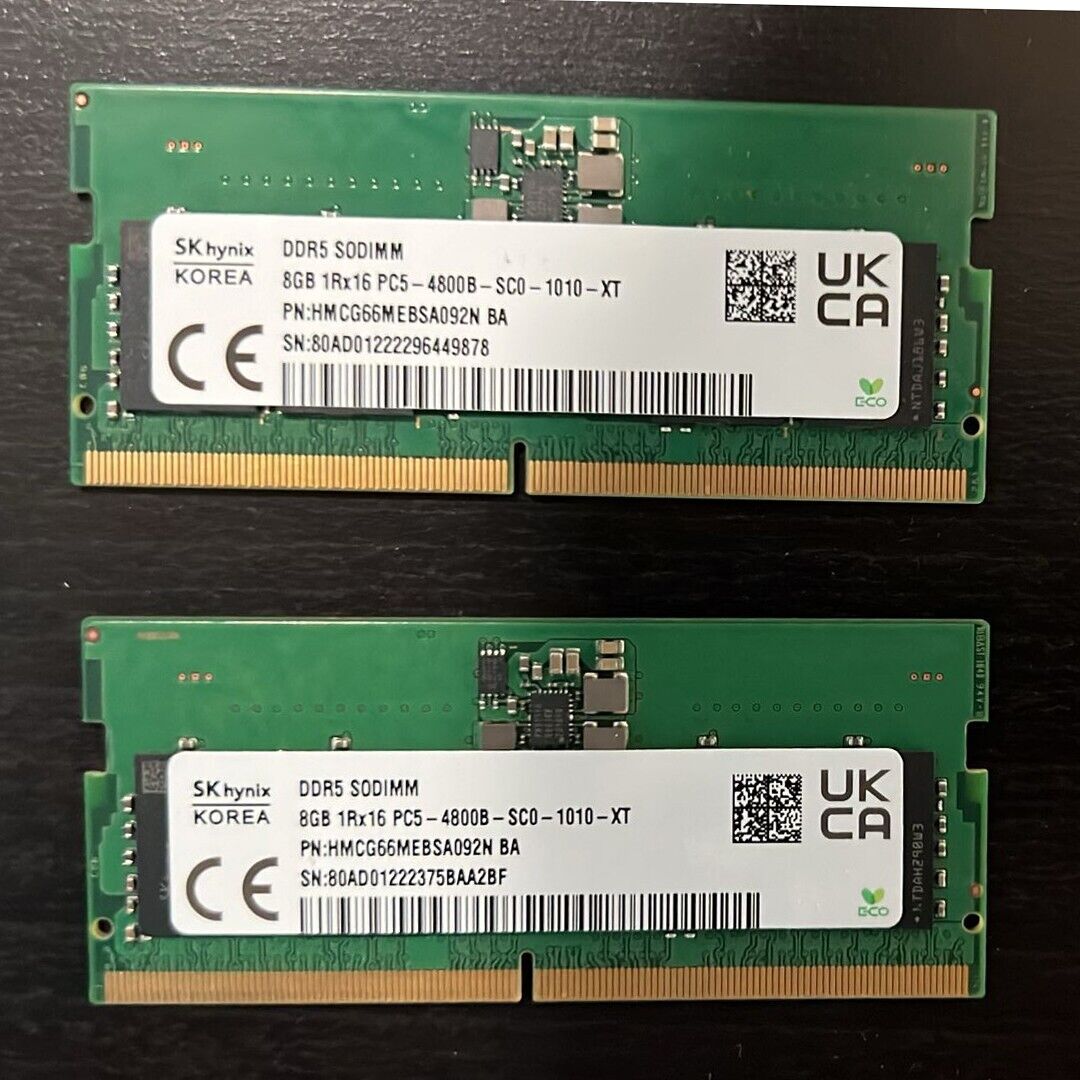 NEW PULL SK Hynix 16GB Kit(2x8GB) PC5-4800B DDR5 SODIMM Memory-HMCG66MEBSA092N B
