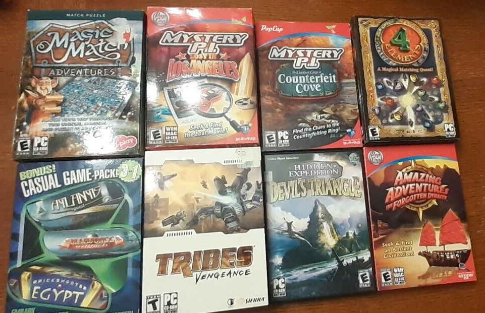 Lot of 8 PC games, Mystery PI, Magic Match, Tribes, Amazing Adventures