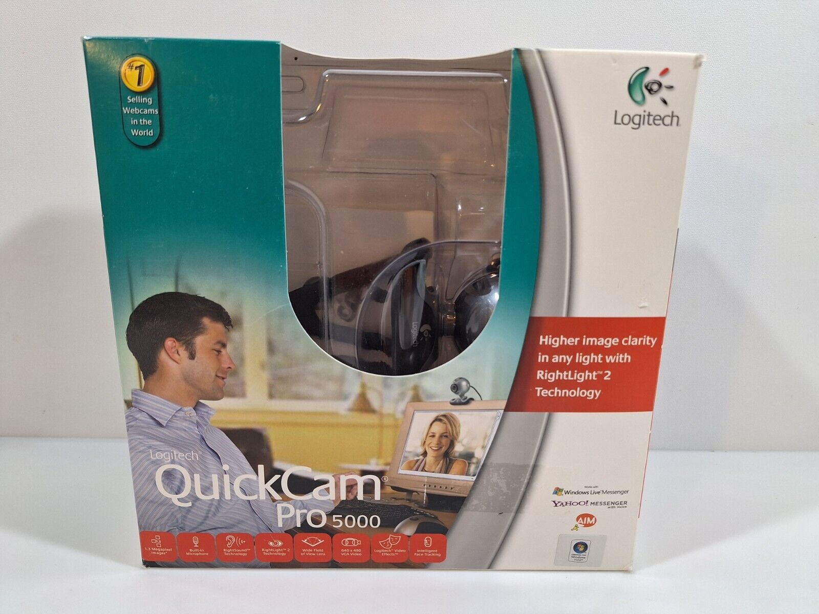 Logitech QuickCam Pro 5000 Webcam Windows 2000 XP OR VISTA NEW in Box Vintage