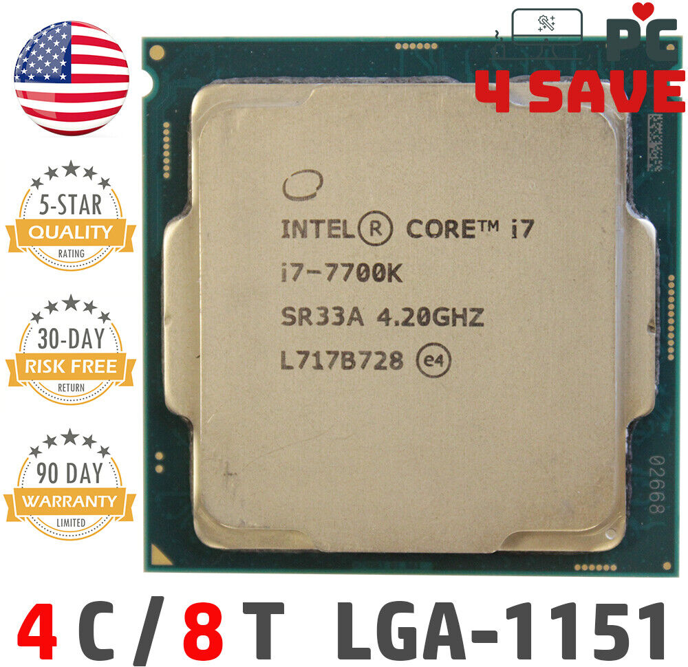 7th Gen Intel Core i7-7700K CPU 4.2 GHz (Turbo 4.5 GHz) 4-Core 8M LGA-1151 SR33A