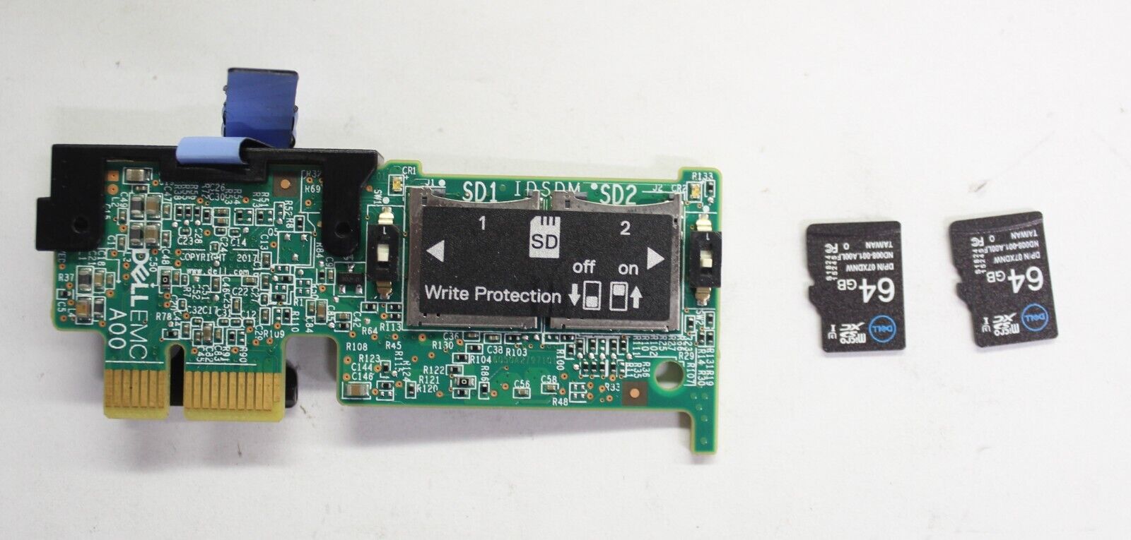 Dell Dual SD vFlash card module DP/N: RT6JG W/ 2*64GB MICRO CARD DP/N: 7XDNW