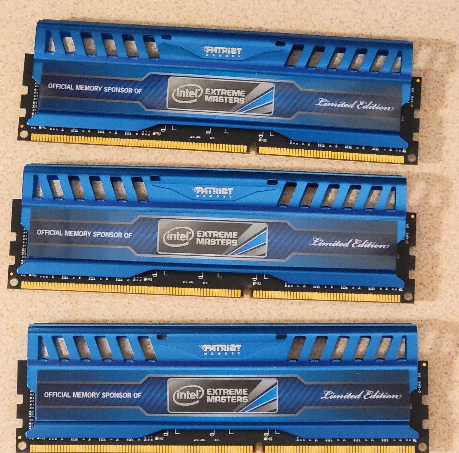 Lot of 3 Patriot Memory 32GB Ram DDR3 Intel Blue Limited Edition Sticks