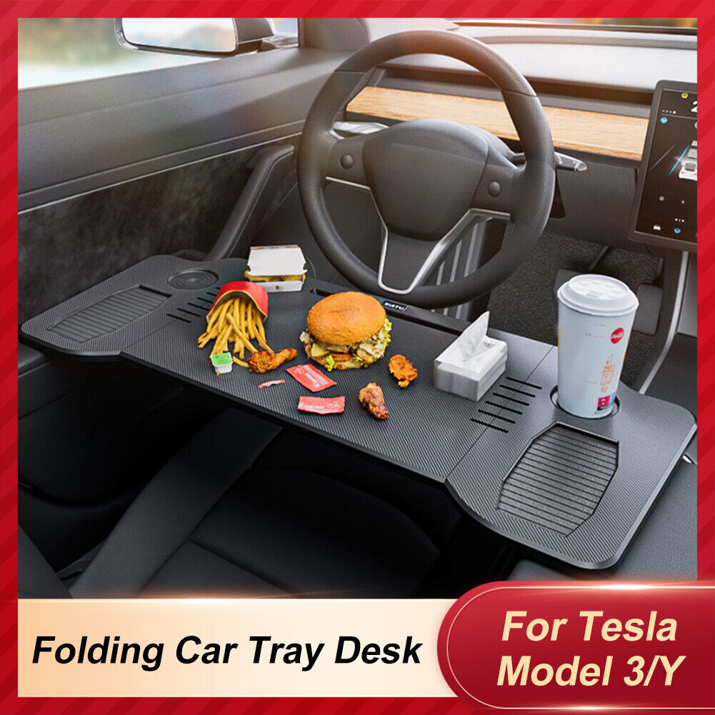 Car Steering Wheel Tray Folding Food Holder Computer Table For Tesla Model 3 Y