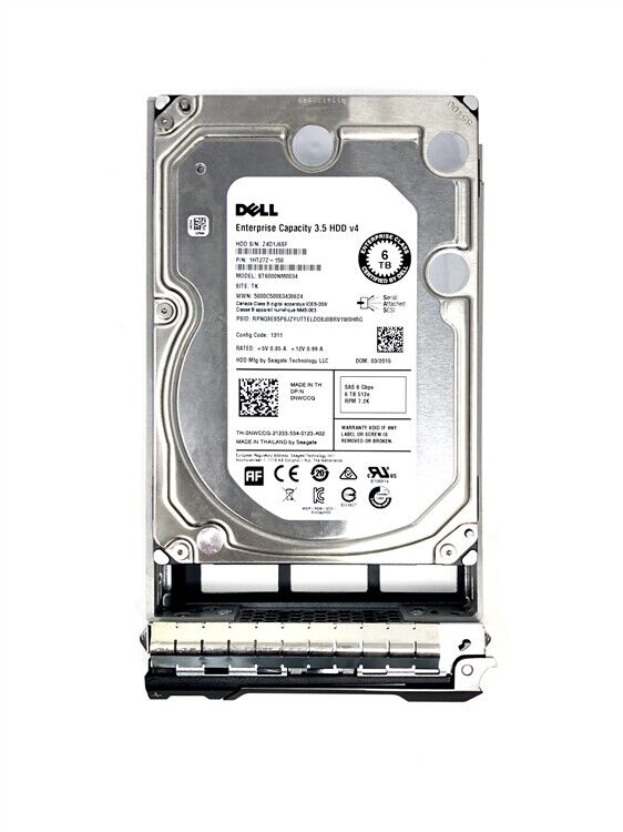 Dell NWCCG 6TB 6G 7.2K 3.5 SAS Hard Drive ST6000NM0034