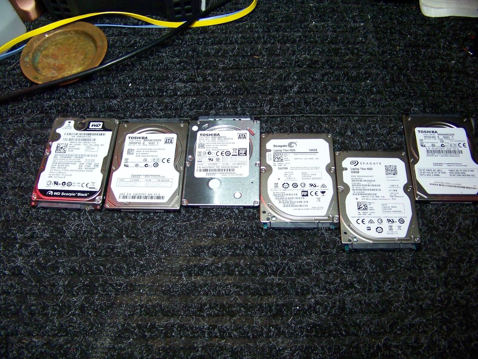 Lot of 6 SATA 3.5” Laptop HDDS_ 3-500GB, 1-650GB, 1-320GB, 1-250GB✅Passed Tests✅