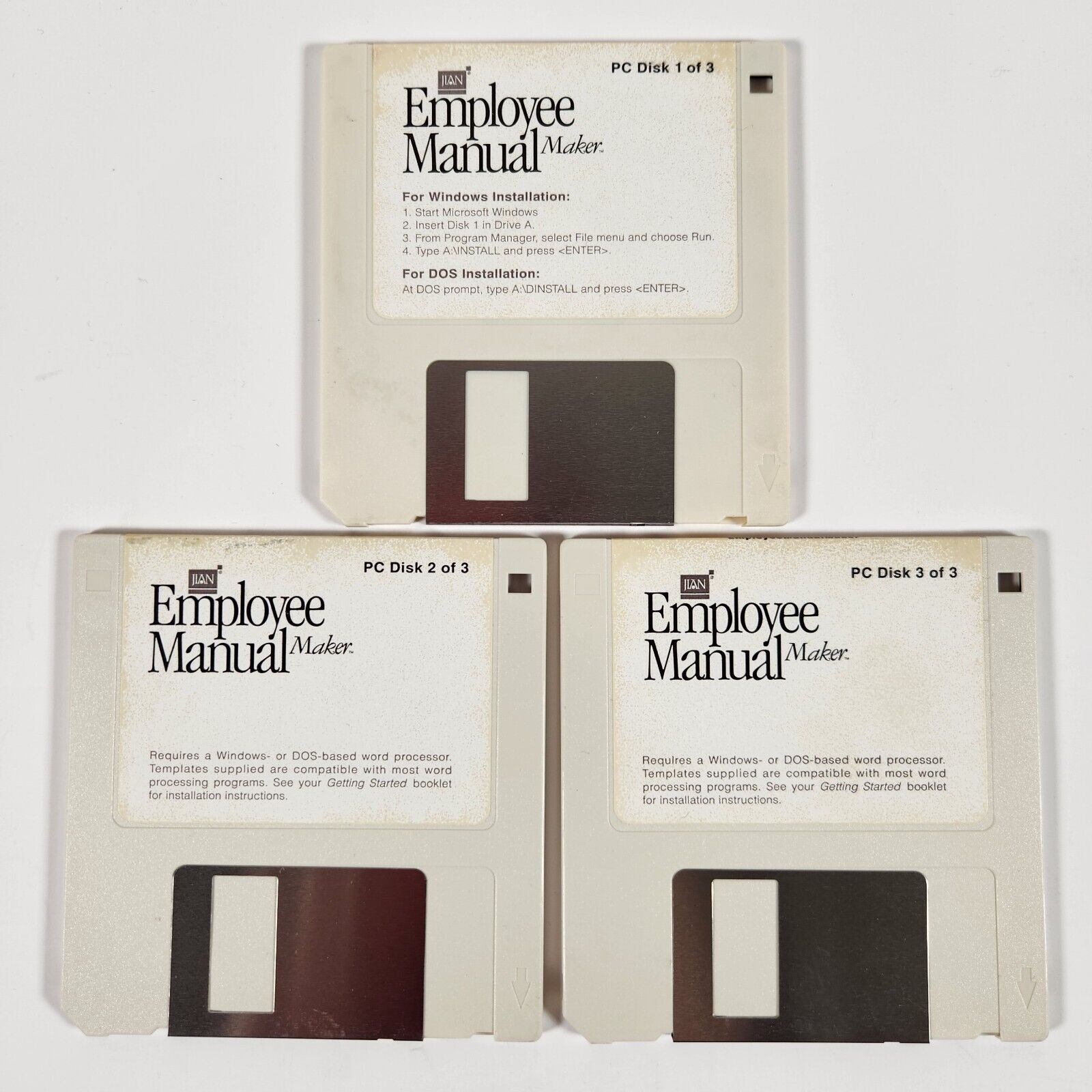 JLAN Employee Manual Maker Disks For Windows and DOS Floppy Disk