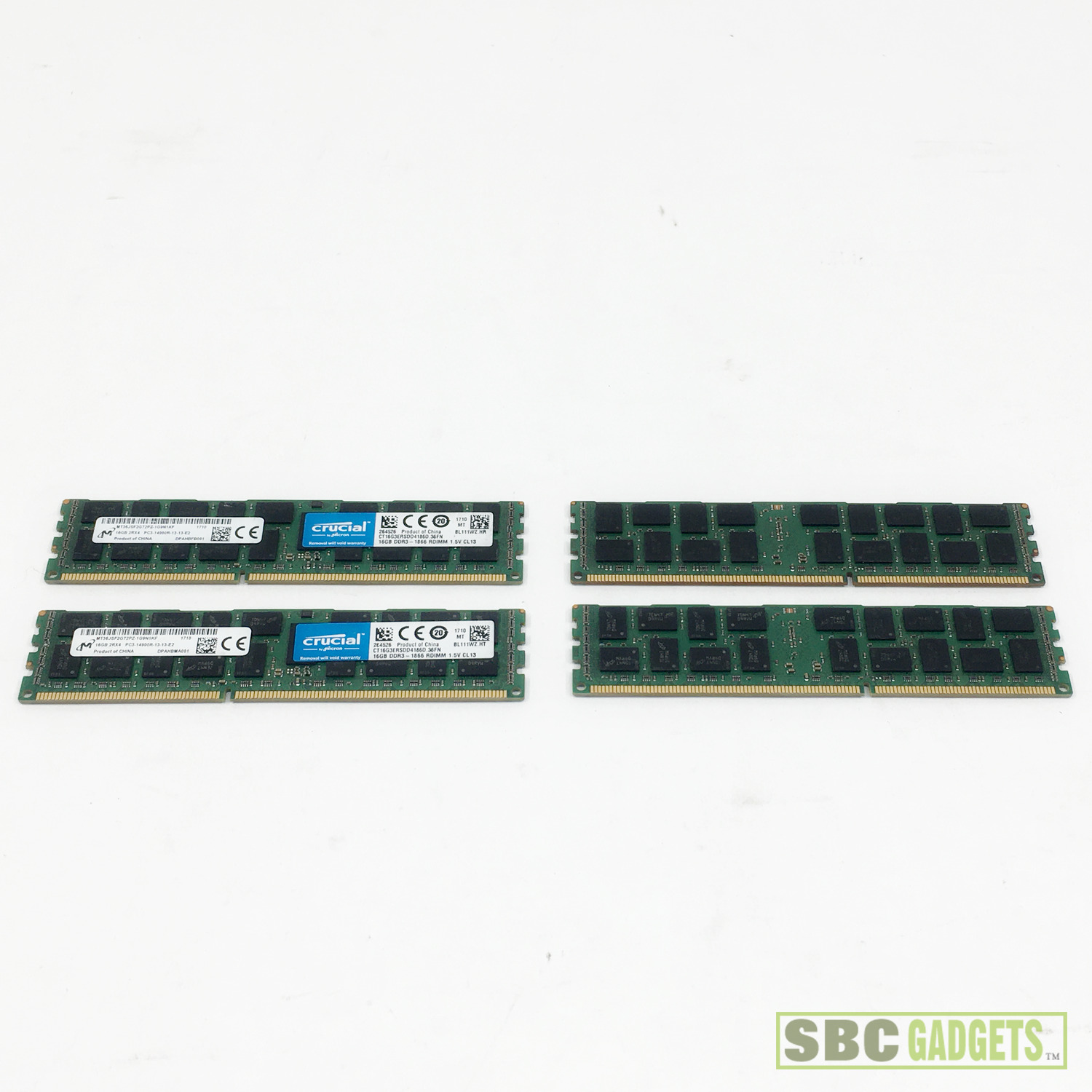 [Lot of 4] Micron MT36JSF2G72PZ 16GB DDR3-1866 REG ECC (Total 64GB Memory)