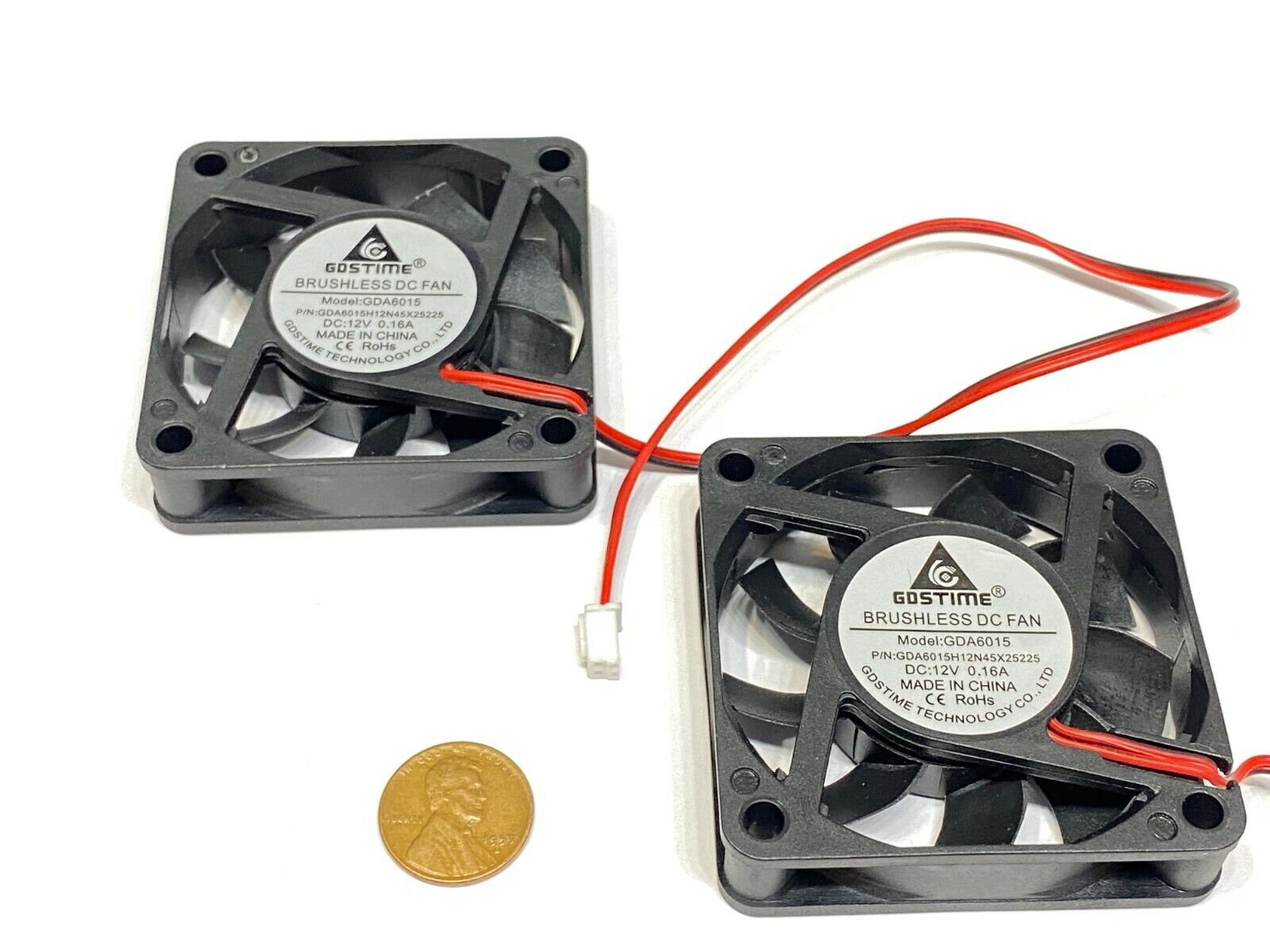 2 x computer fan blower 12v 60mm 6cm pc case 2pin cooling heatsink 6015