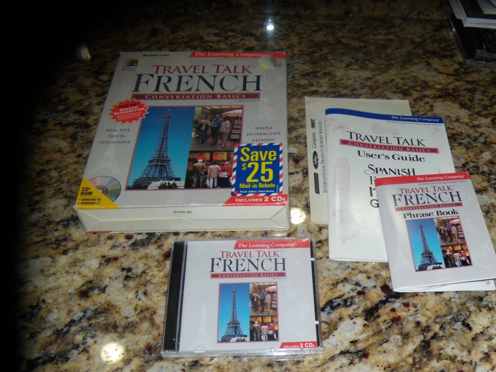 Travel Talk French (PC, 1996) Sealed in jewel case in opened box