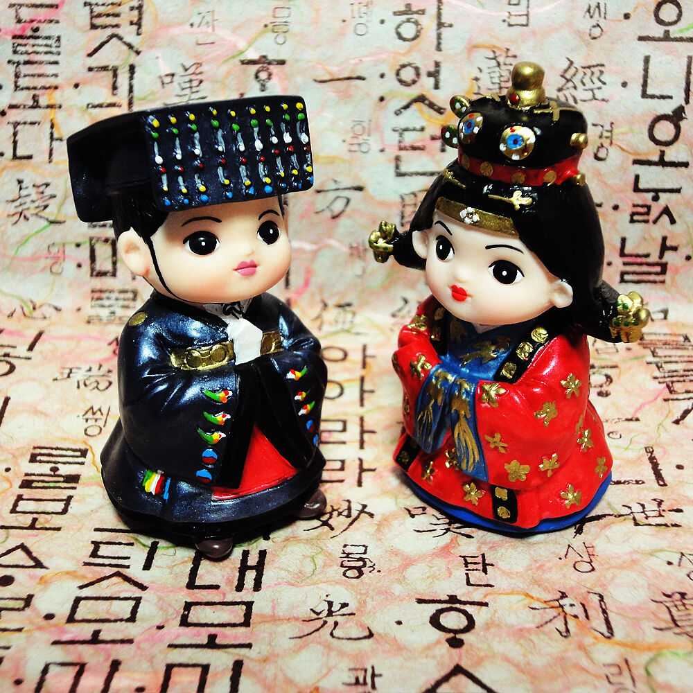 Joseon Dynasty Doll -7 Korean Traditional Couple (King & Queen) Handmade New