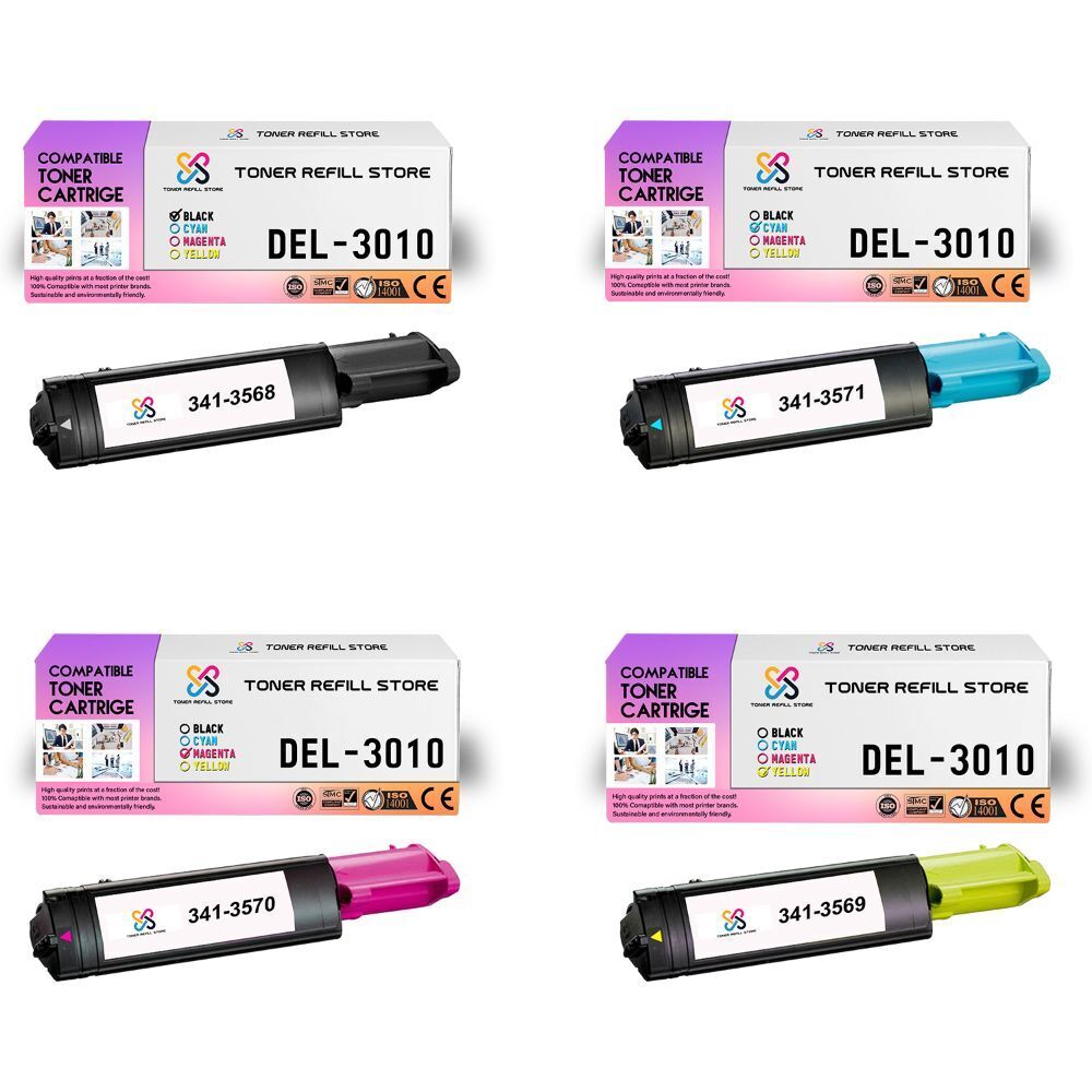 4Pk TRS 3010 BCYM Compatible for Dell 3110 3110CN MFP 3115CN Toner Cartridge