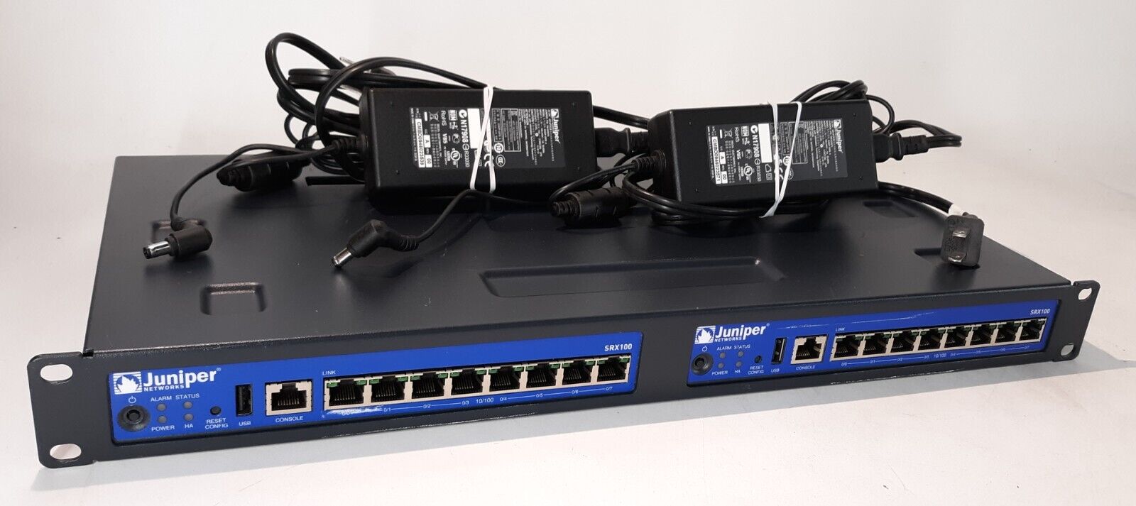 Pair of Juniper Networks SRX-100H Services Gateway Firewall w/ 2x OEM AC + Base