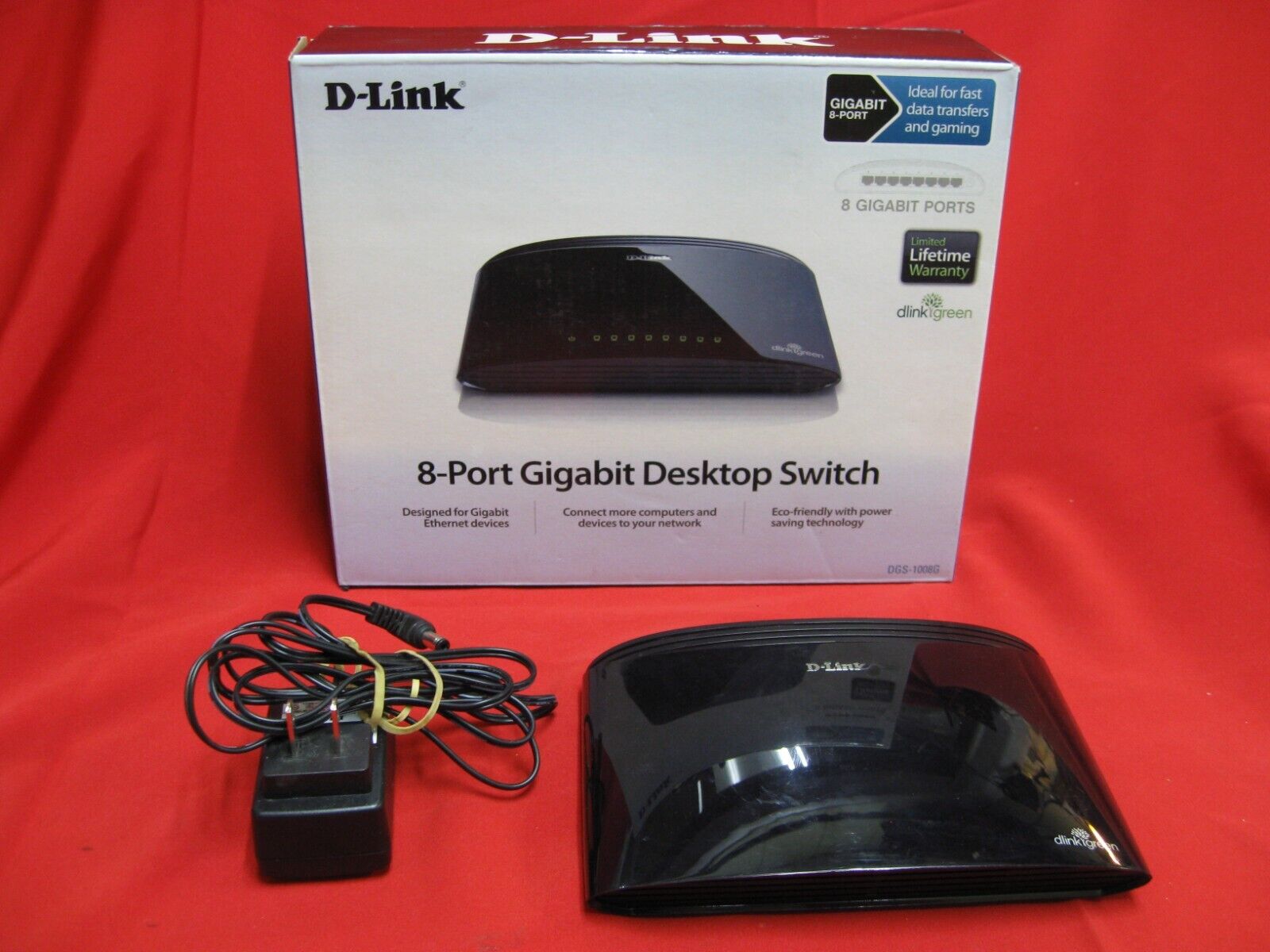 D-Link DGS-1008G 8-Port Desktop Gigabit Ethernet Switch Network 10/100/1000