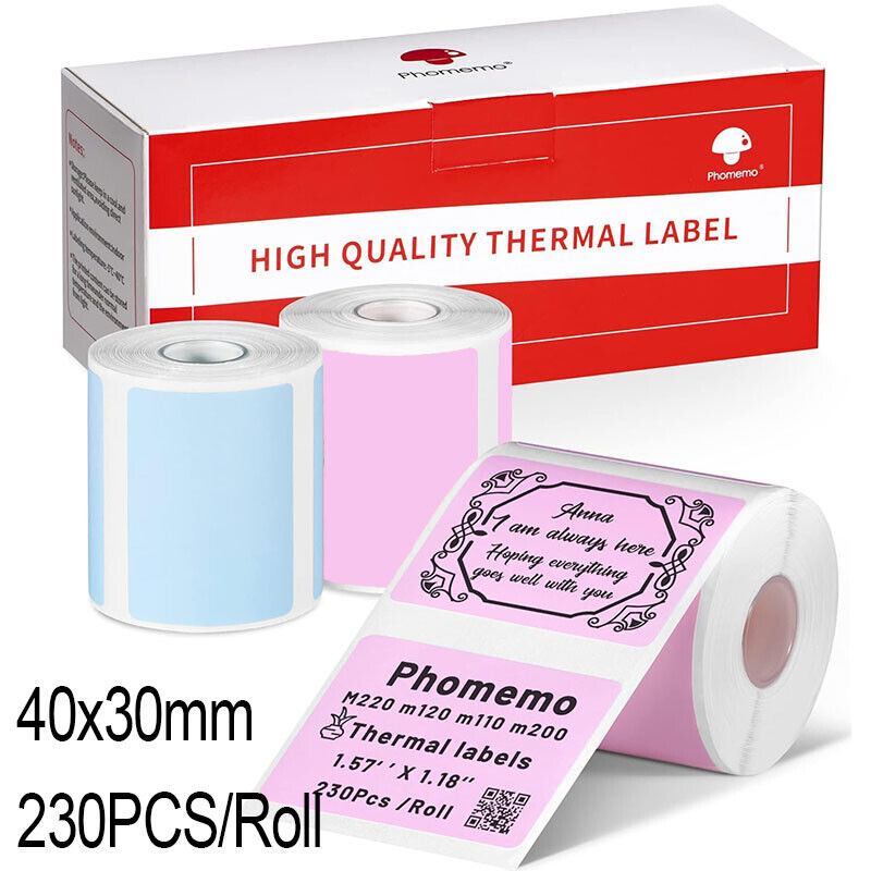 3 Rolls 40x30 mm Sticker Label Adhesive Tag Paper for Phomemo M110 M220 Printer