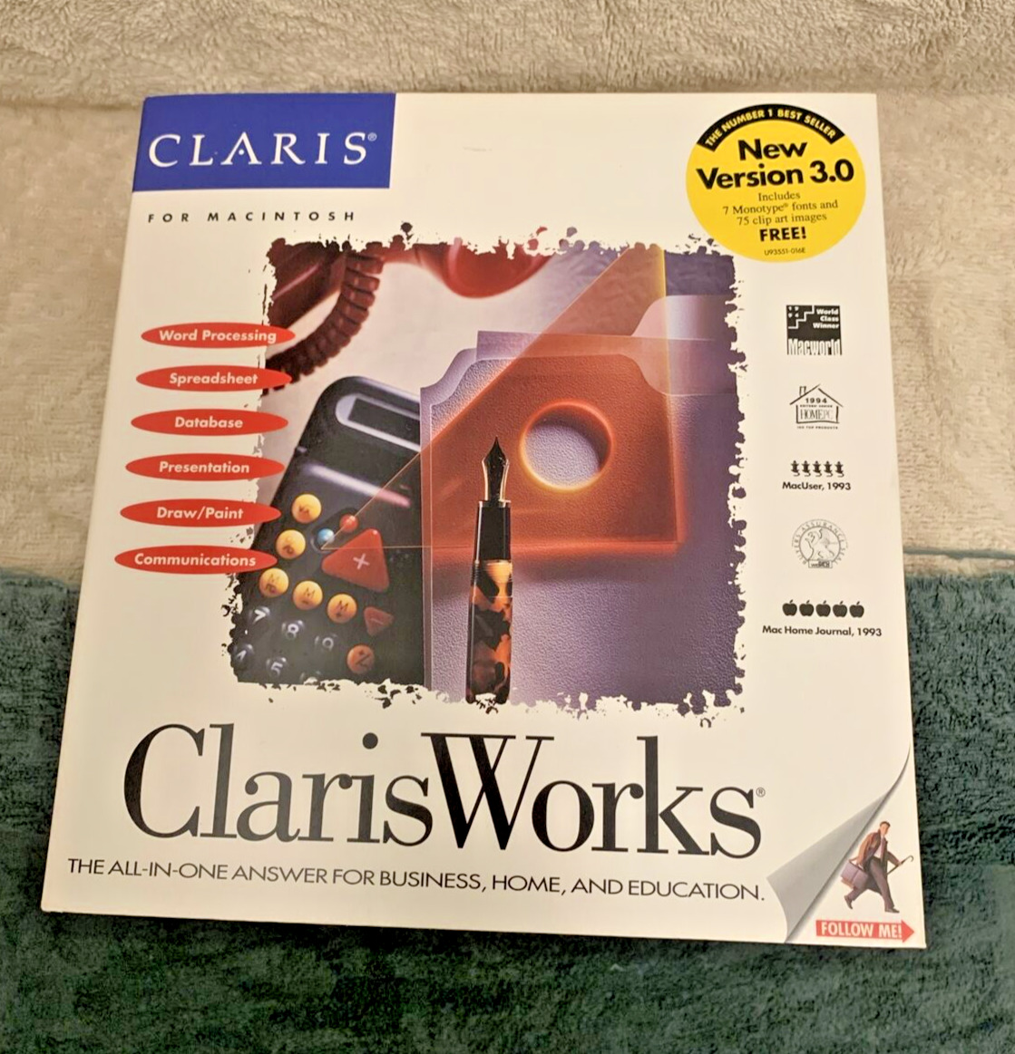 Vintage ClarisWorks 3.0 for Macintosh; old stock; unsold