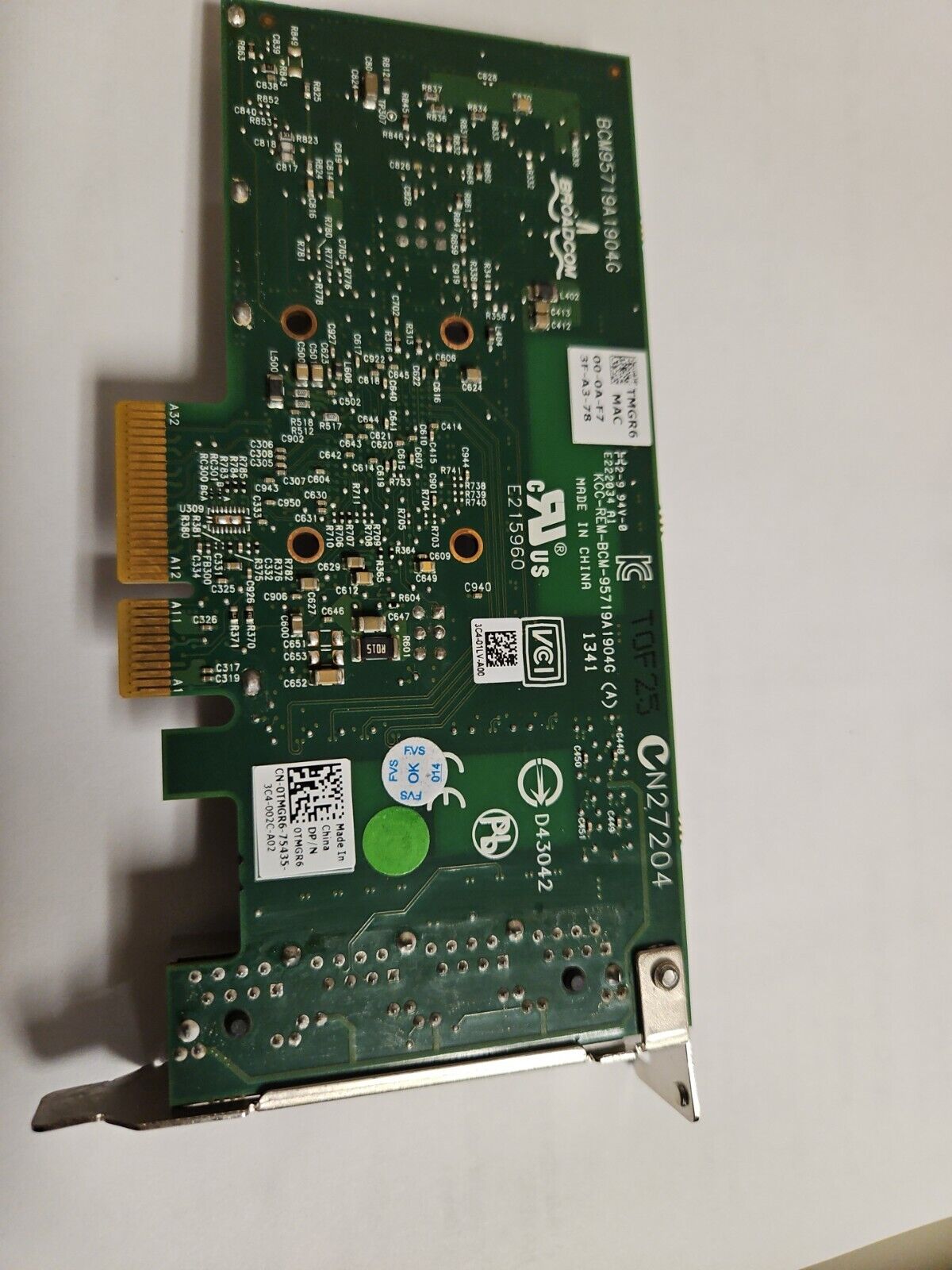 KH08P Dell Broadcom 5719 Quad Port 1Gbps Ethernet Card 0KH08P W/short Bracket