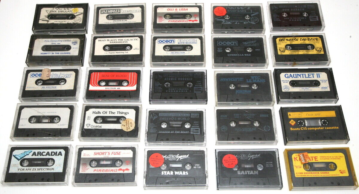 Nice collection of 25x ZX SINCLAIR SPECTRUM 48/128/+2 Games on Tapes