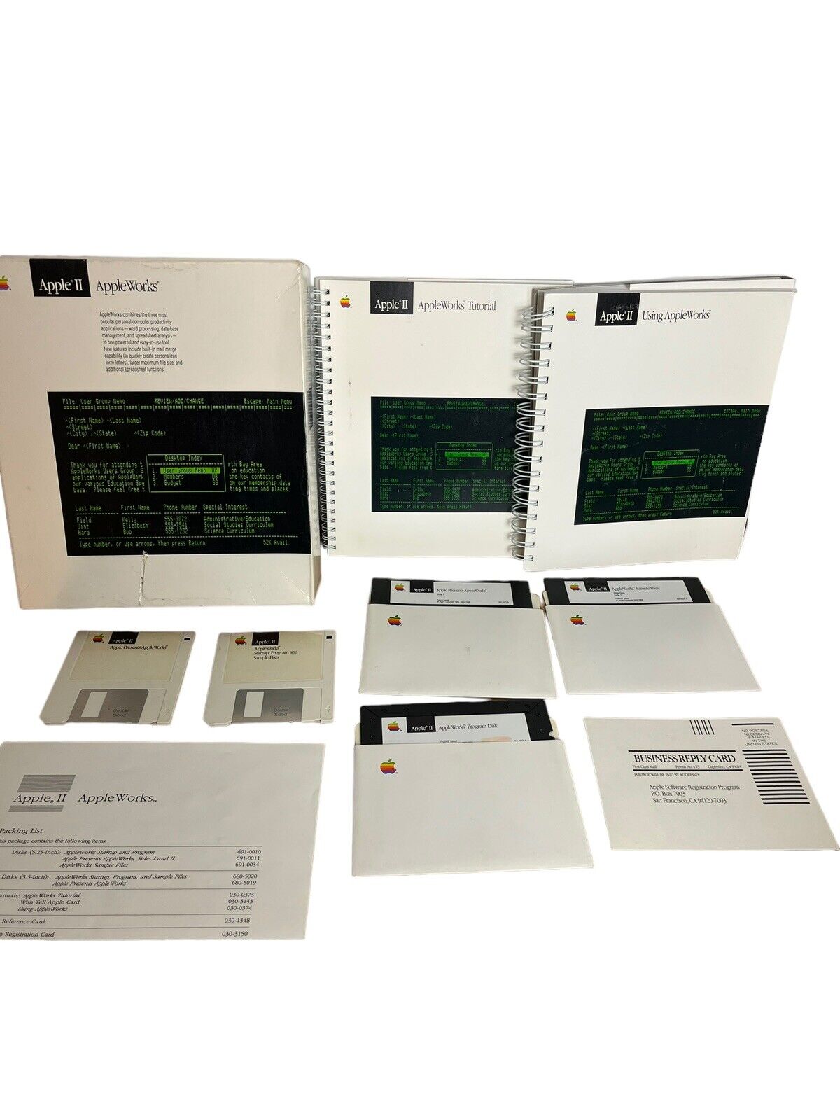 Vintage Apple II IIe IIc IIgs AppleWorks A2D4501/A w/Tutorial & Disks in box