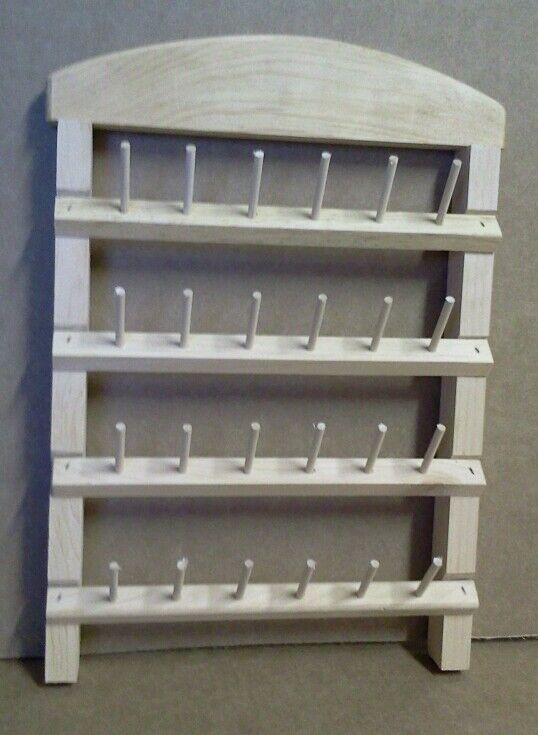 sewing thread rack 24 spool holder unfinished pine wood