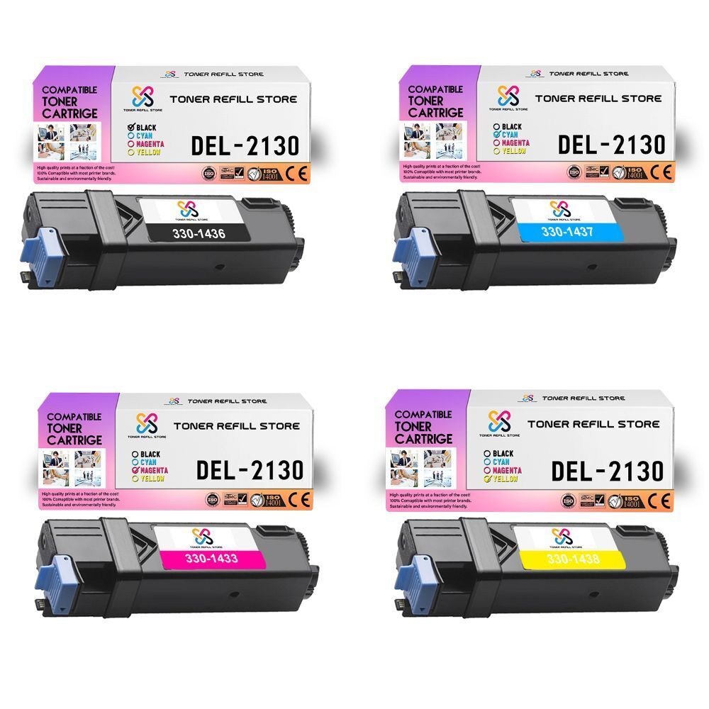 4Pk TRS 2130 BCYM Compatible for Dell 2130CN 2135CN Toner Cartridge