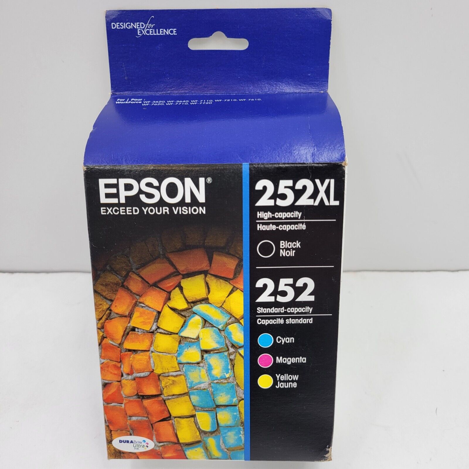 Genuine OEM Epson 252XL Black 252 Cyan Magenta Yellow Replacement Ink Cartridges