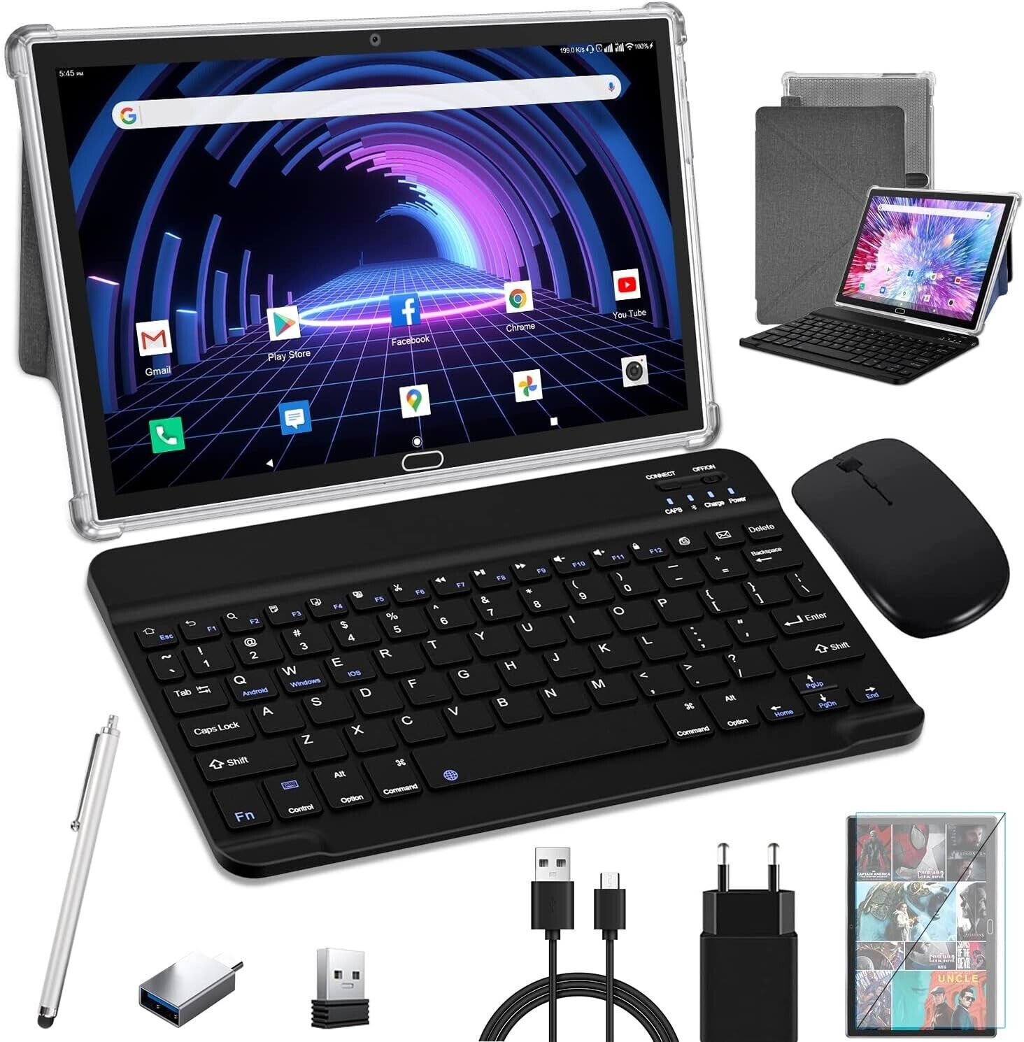 Tablet with Keyboard,2 in 1 Tablets, Android 2024 Newest 10.1 inch 64GB + Expand