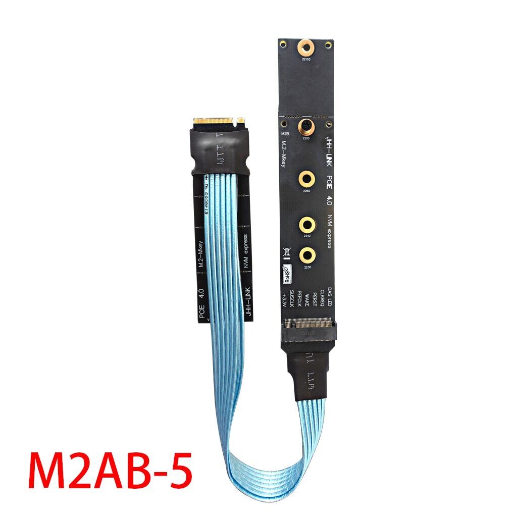 New M.2 M-KEY to PCIE 4.0 Extension Cable Gen4.0 Silver-plated for NVMe M.2 SSD
