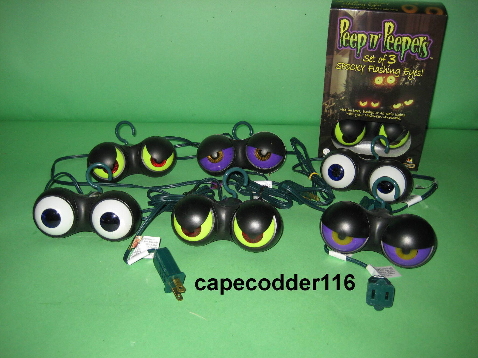 2 Sets Halloween Lights Peep N Peepers Outdor Bushes Party Spooky Evil Eyeballs 