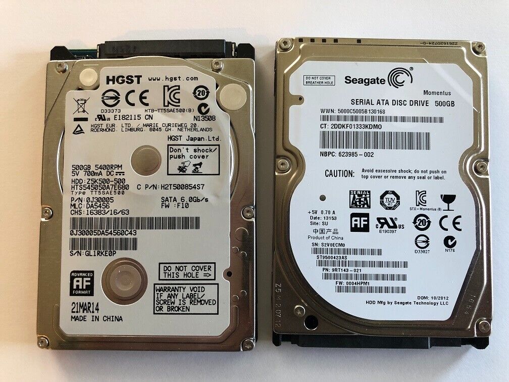 Pair of 500GB 2.5in Disk Drives