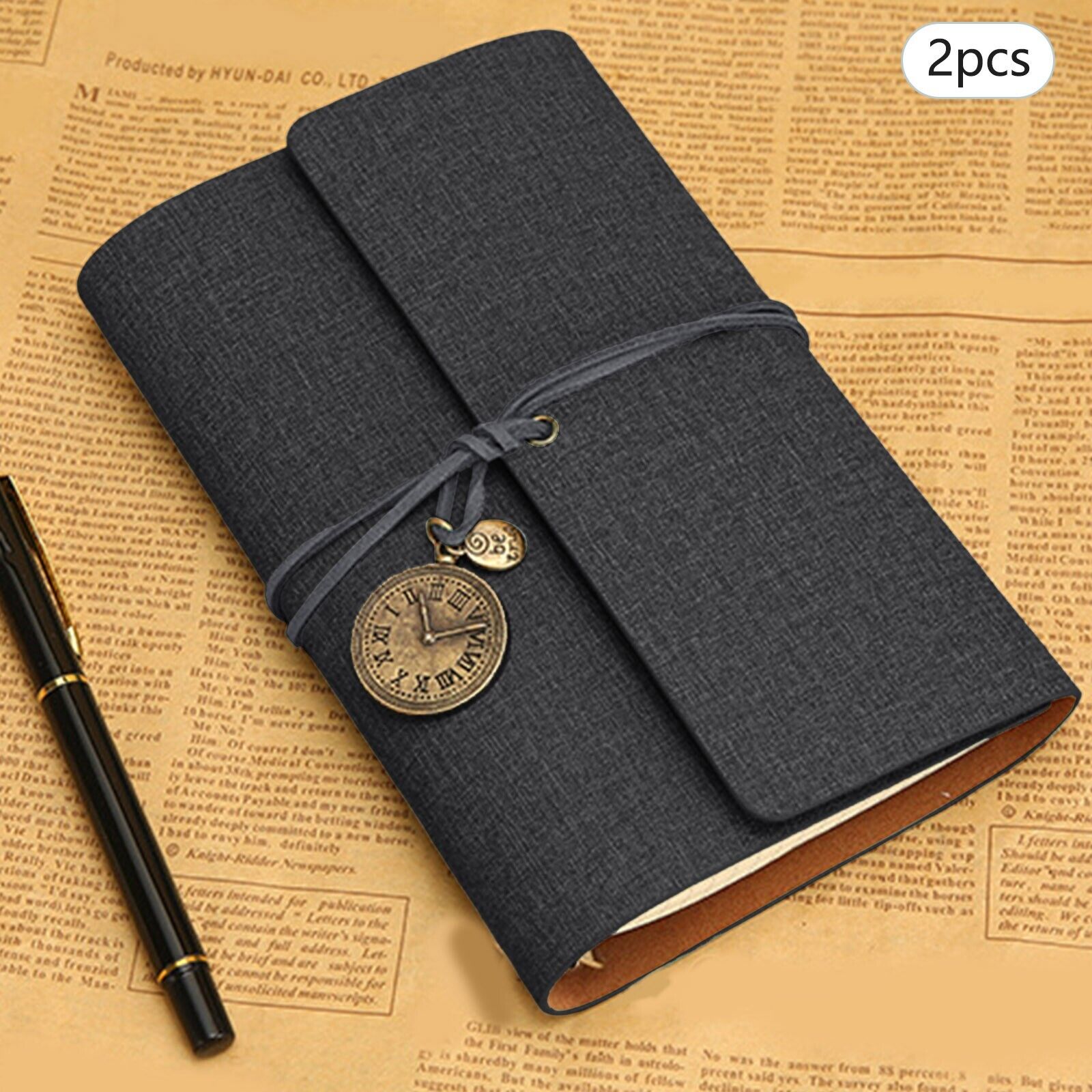 2PCS A6 Loose Leaf Vintage Style Binding Creative Ledger Diary Notebook