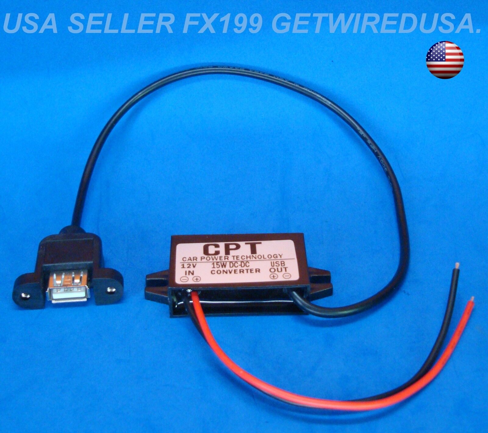 12V to 5-VOLT USB 3-AMP DC Converter Step Down Power Adapter Module Flush Mount