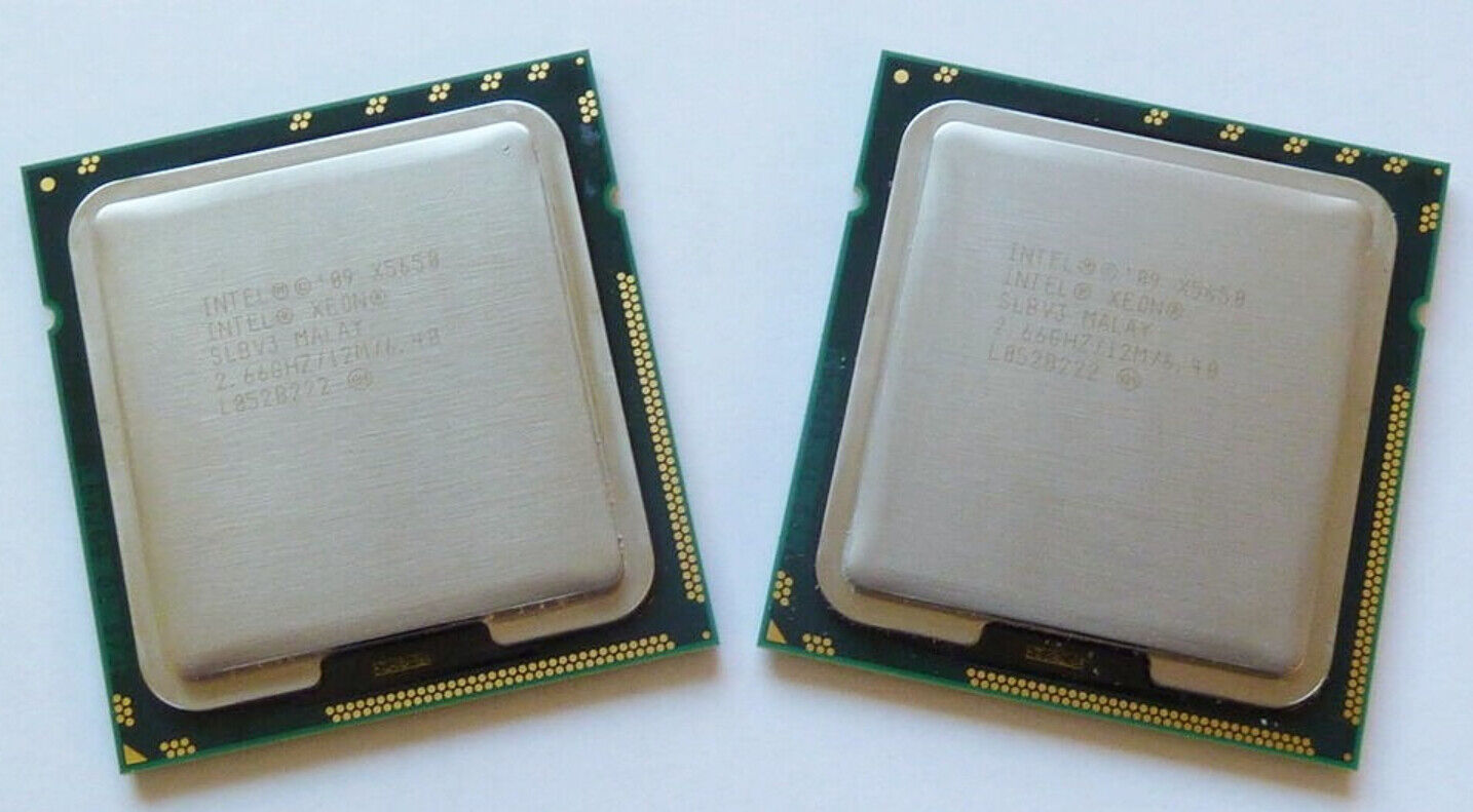 1 pair Matched Intel Xeon X5650 6-Core 2.66GHz SLBV3 CPU Processors